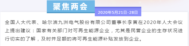 两会聚焦｜人大代表李寅：关于切实解决可再生能源电价附加补贴拖欠问题的建议_海尔壁挂炉售后电话